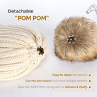 Winter Warm Knitted Beanie Hat With Faux Fur Pom