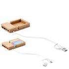Wood Multi-Port Hub With Phone Stand & Sticky Notes