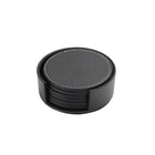 6 Piece Leather Round Coaster Insulation Mat Set