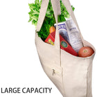Super Strong Large Canvas Tote Bag With Zipper Pocket