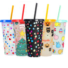 24Oz Color Changing Cold Cups With Straws
