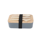 Portable Bento Lunch Box W/Tableware Set Natural Bamboo Lid