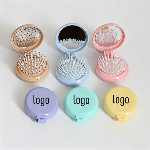 Macaron Mini Massage Comb with Foldable Mirror