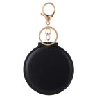 Round Leather Double Sided Makeup Mirror With Keychain