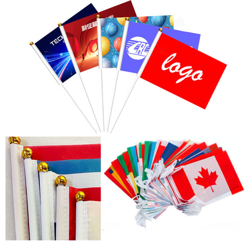 Single Reverse Custom Handheld Flags (12" X 8")