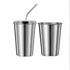 16 Ounce Stainless Steel Wine Glass With Lid And Straw