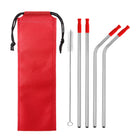 2Pcs Stainless Steel Straws With Silicone Tips And Cleaning Brush