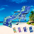 Tie-Dye Microfiber Chaise Lounge Towel Cover W/ Side Pockets