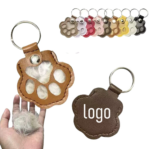 Leather Keychain Pouch for Pet Hair Storage