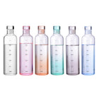 Gradient Color Transparent Glass Water Bottle W/ Time Scale