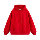 Fall Winter Fleece-Lined Hooded Pullover Sweatshirt