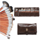 28 Professional Makeup Brush Set With Leather Case