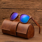 Wooden Sunglasses Vintage Leather Handmade Eyeglass Case