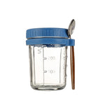 Reusable 12 OZ Overnight Oatmeal Glass Cup W/ Lid & Spoon