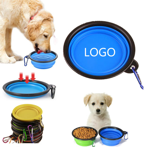 12Oz Custom Multi-Color Collapsible Pet Bowl With Keychain