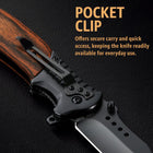 Tactical Folding Knife With Wooden Handle
