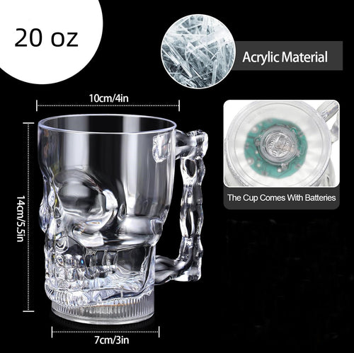 20 Oz Led Clear Halloween Skull Cups