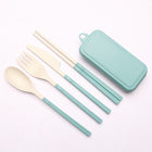 Wheat Straw Foldable Cutlery Set With Case