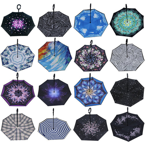 Double Canopy Inverted Reverse Upside Down Umbrellas