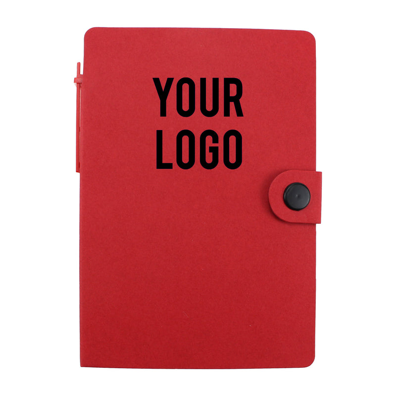 Button - Closure Notebook With Pen And Sticky Notes