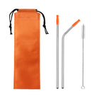 2Pcs Stainless Steel Straws With Silicone Tips And Cleaning Brush