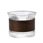Clear Glass Espresso Cup W/Wooden Heat-Resistant Grip Ring