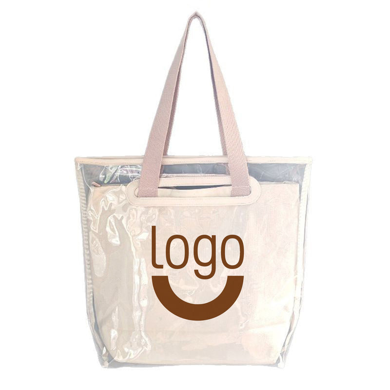 Pvc & Canvas Double Layer Detachable Tote Bag