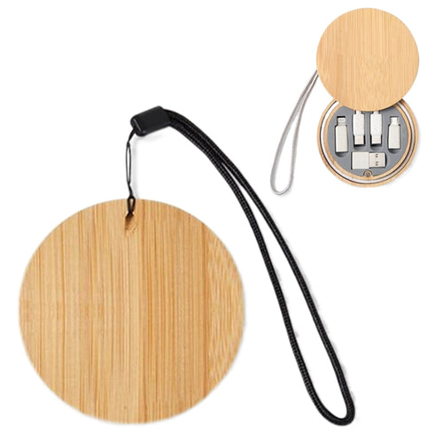 Bamboo Wood Cable Organizer Box