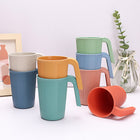 Home Vertical Strip Handle Wheat Straw Mug