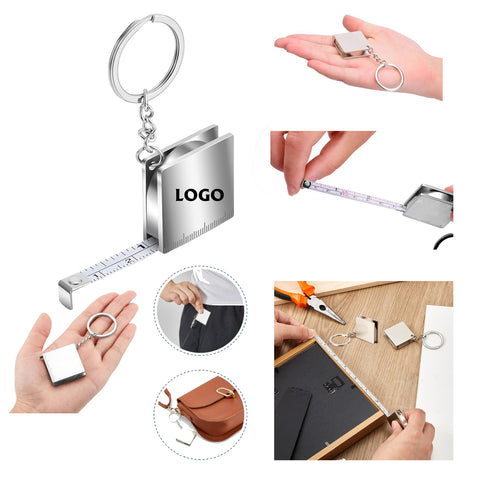 Zinc Alloy Square Steel Tape Measure Keychain