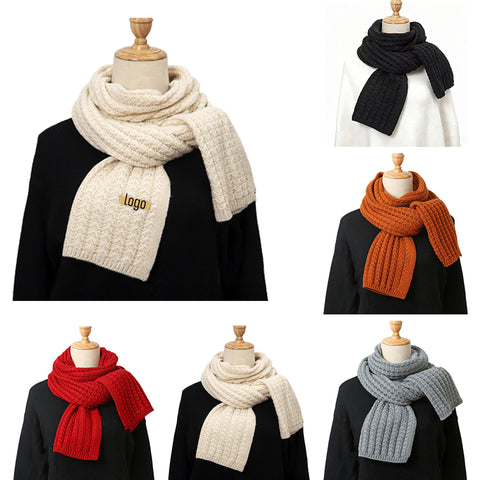 Solid Color Knitted Scarf for Autumn Winter