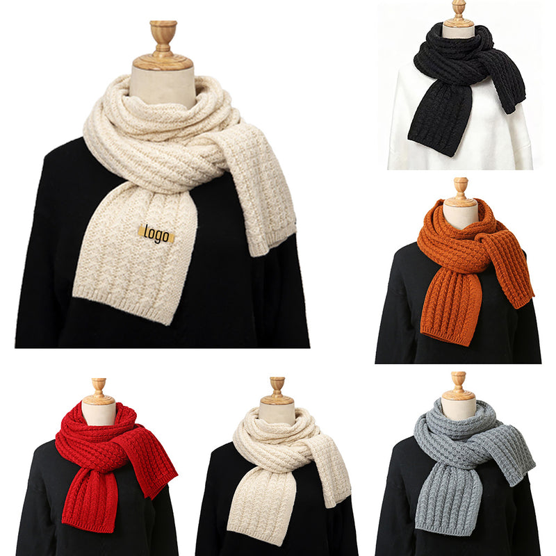 Solid Color Knitted Scarf for Autumn Winter