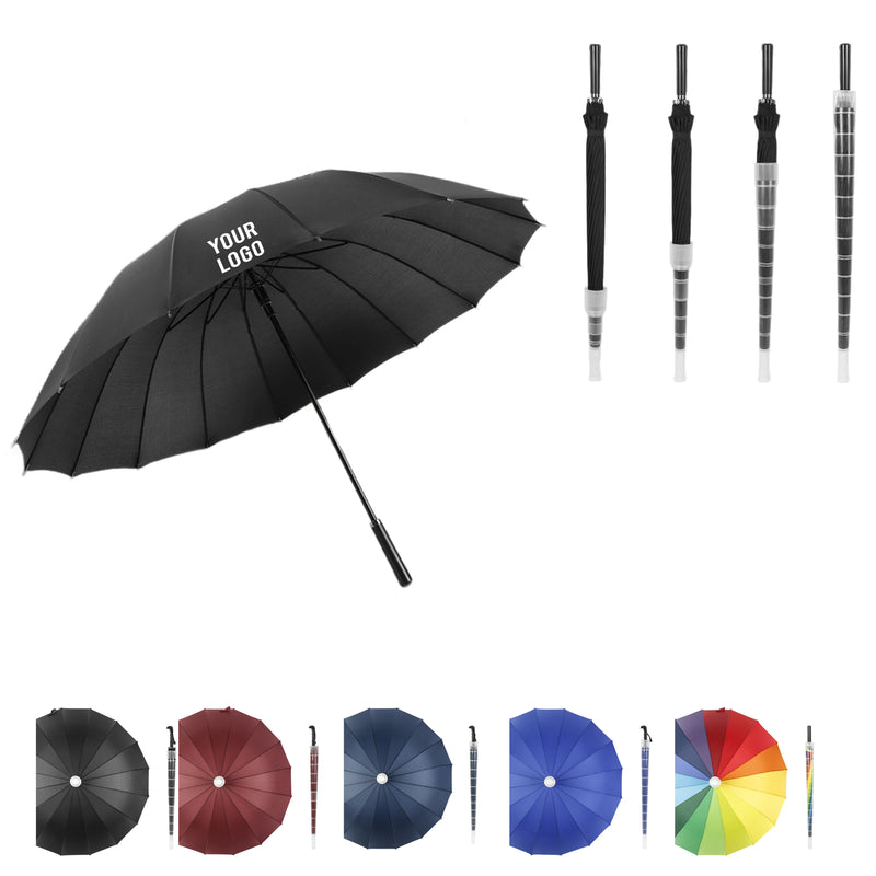 16-Rib Long-Handle Automatic Umbrella With Waterproof Case