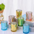 Custom Glass Candle Holder, Speckled Electroplated Finish