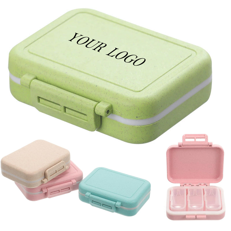 3-Grid Wheat Straw Sealed Daily Medicine Storage Boxes