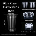 16 OZ Clear Plastic Drinking Disposable Cups Eco-Friendly