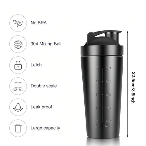25Oz Shaker Bottle W/ Blender Ball & Powder Container