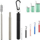 Portable Telescopic Metal Straws With Carabiner
