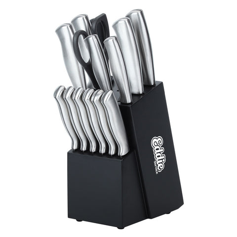 15-Piece Stainless Steel Kitchen Knife Block Set