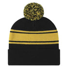 Two Tone Pom Striped Long Beanie Hat