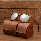 Wooden Sunglasses Vintage Leather Handmade Eyeglass Case