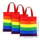 Rainbow Striped Canvas Tote Bag with Handle-13"x15"