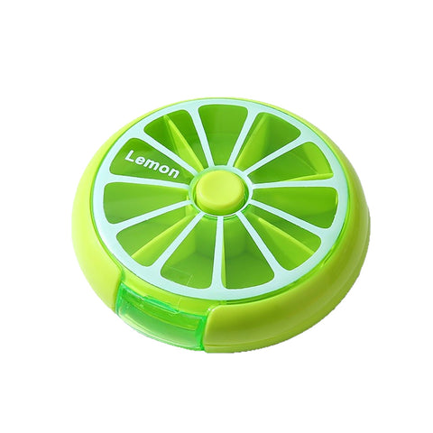 Round Rotating 7-Grid Mini Pill Box Portable