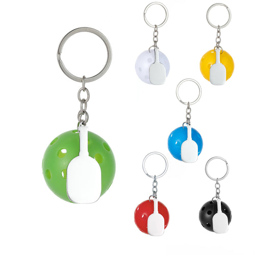 26 Holes Pickle Ball Keychain With Racket