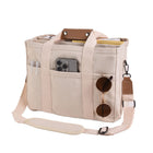Multi-Pocket Canvas Tote With Crossbody Strap