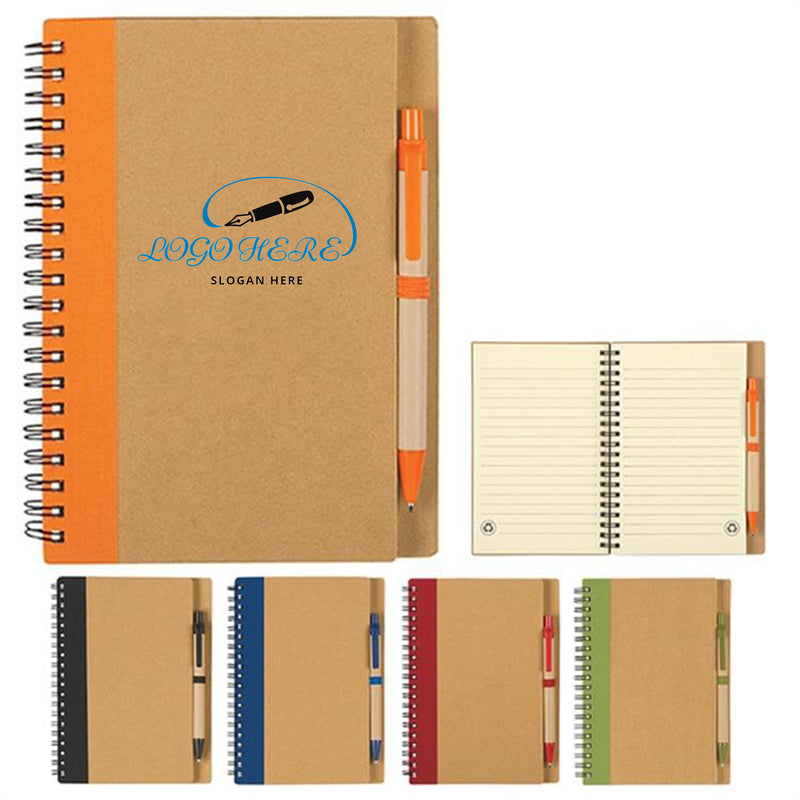 Kraft Cover Spiral Notebook With Pen