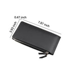Long Zip RFID Wallet - PU Bifold with 15+ Card Slots