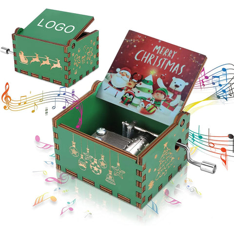 Wooden Merry Christmas Music Box