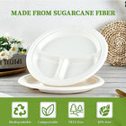 9" Three Compartment Bagasse Fiber Disposable Plates