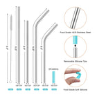 Set Of 16 Reusable Stainless Steel Straws